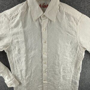 Robert Graham Paisley Linen Cotton White Large Shirt Mens Button Up Long Sleeve